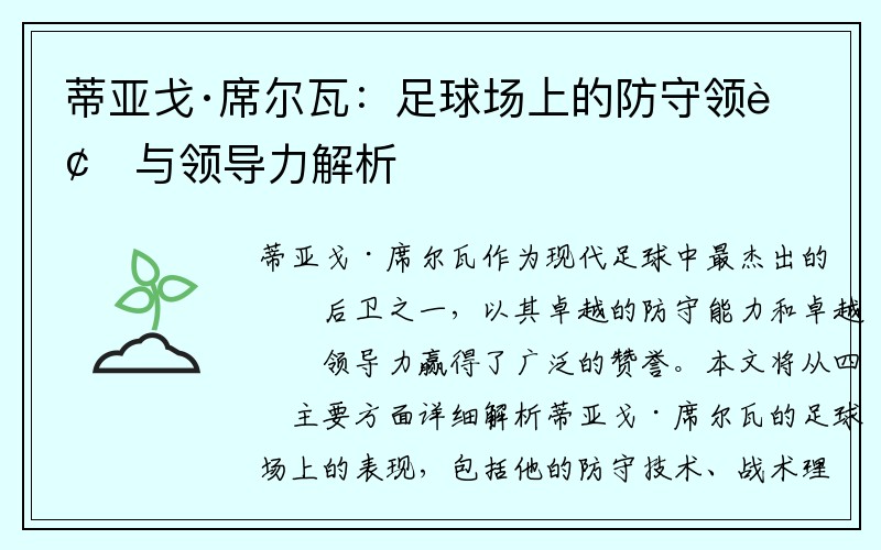蒂亚戈·席尔瓦：足球场上的防守领袖与领导力解析